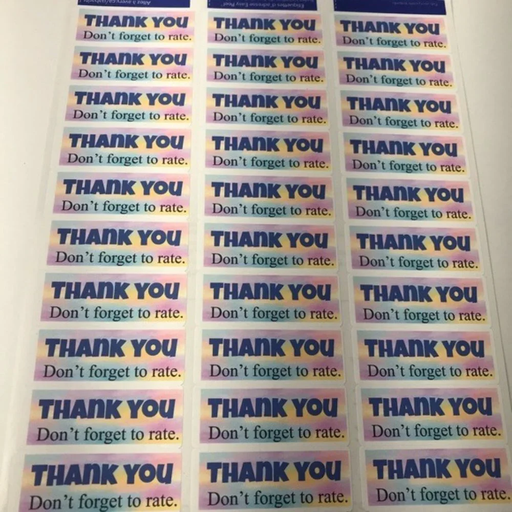 90 thank you don’t forget to rate stickers 1x2 5/8